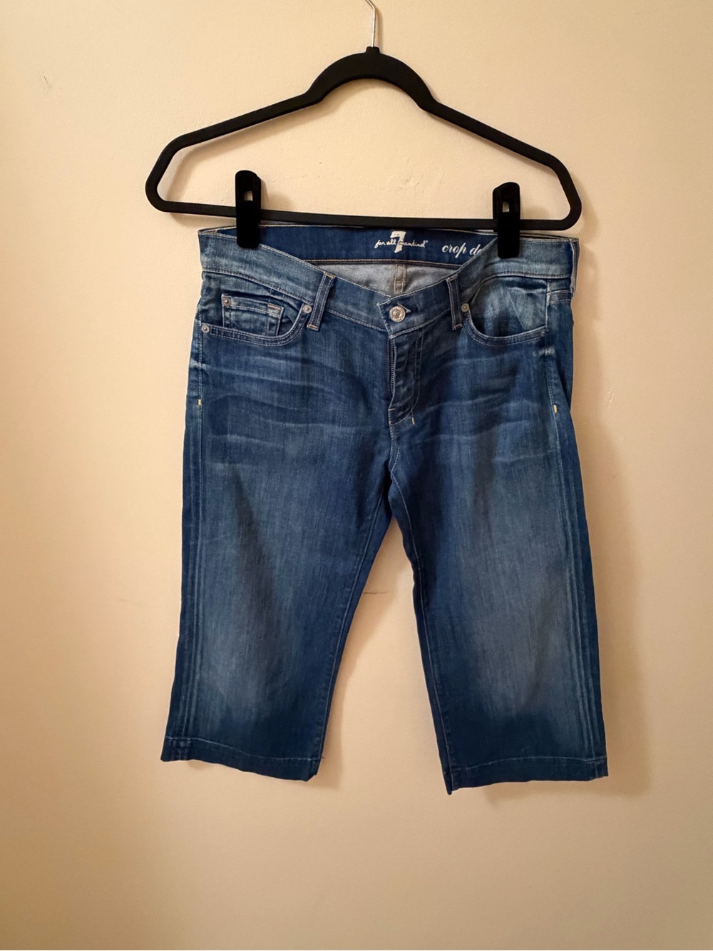 7 For All Mankind Crop Dojo Jeans Size 29 Cropped Flare Blue